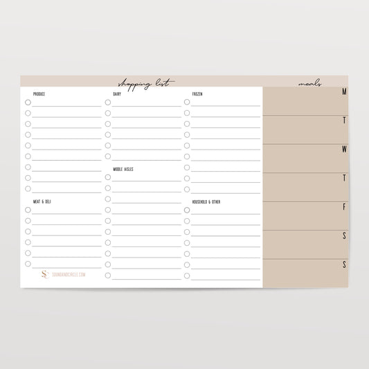 Meal and Grocery List - Taupe