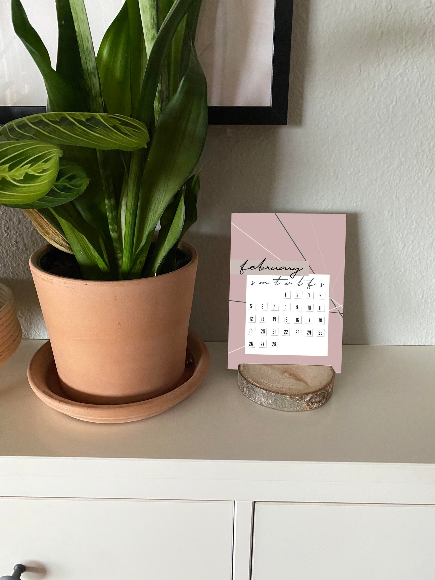 2023 Wood Slice Desk Calendar - Pink & Navy