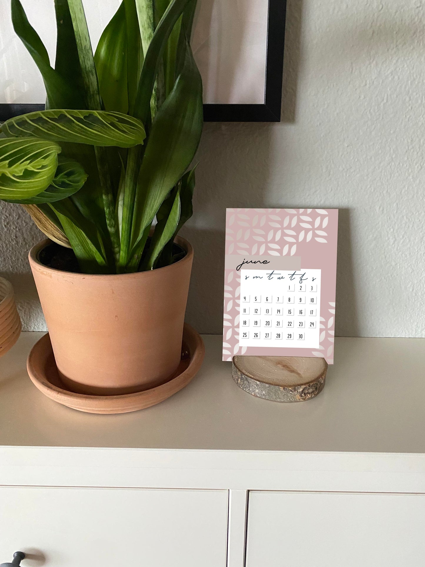 2023 Wood Slice Desk Calendar - Pink & Navy